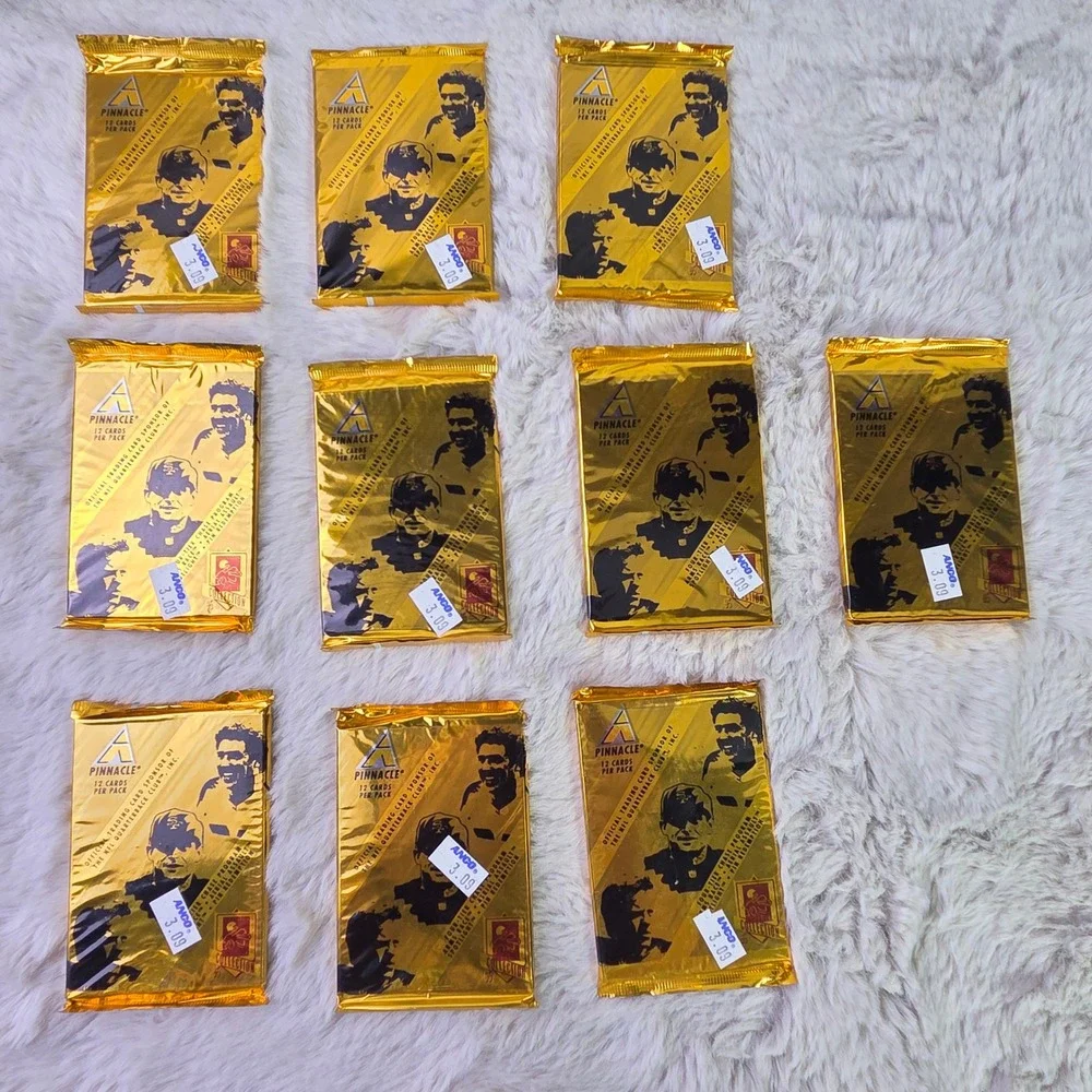 10 Pack Lot 1995 Pinnacle Quarterback Club Football Cards Sealed Gold Foil Packs